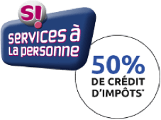logo services à la personne et 50% de crédit d'impôts